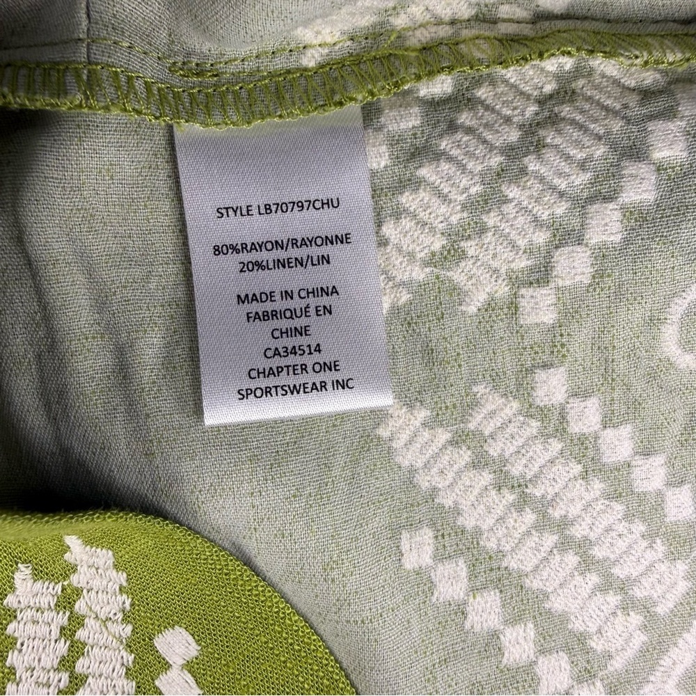 NWT Medium Linen Calypso St. Barth Green Embroidered Crop Tank Resortwear Summer - Picture 6 of 8